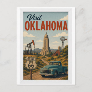Cartão Postal Visite Oklahoma Travel Vintage
