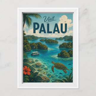 Cartão Postal Visite Palau Travel Vintage