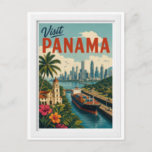 Cartão Postal Visite Panamá Viagem Vintage