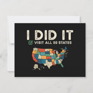 Cartão Postal Visitou todos os 50 Estados Unidos - Viagem do map