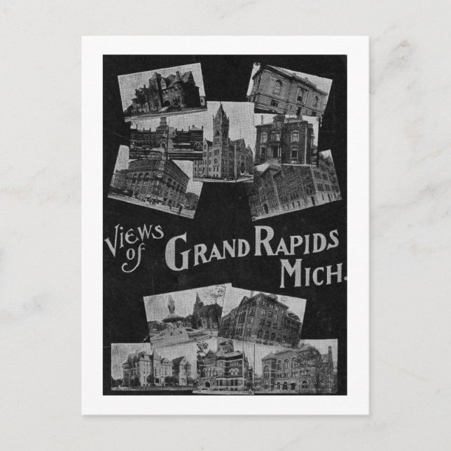 Cartão Postal Visões da Grande Rapids Michigan Vintage (Frente)