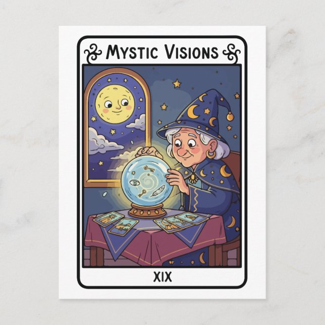 Cartão Postal Visões Místicas - Fortune Teller com Crystal Ball (Frente)