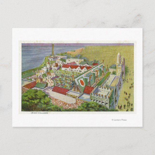 Cartão Postal Vista aérea da aldeia irlandesa (Frente)