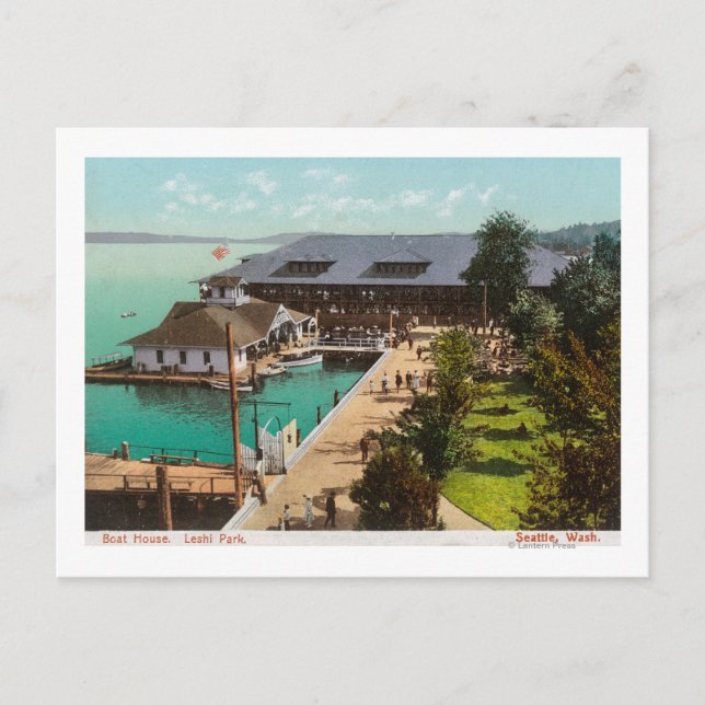 Cartão Postal Vista aérea da Boat House, Lago, Parque Leshi (Frente)