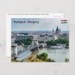 Cartão Postal Vista aérea da Cadeia Bridge em Budapeste, Hungria<br><div class="desc">Budapeste,  Hungria - Vista aérea da ponte de cadeia Szechenyi com a Academia de Ciências e Ruas. Basílica de Stephen em segundo plano - Budapeste,  Hungria</div>