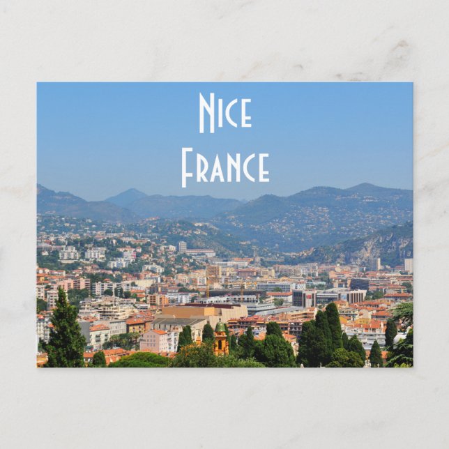 Cartão Postal Vista aérea da cidade de Nice em França (Frente)