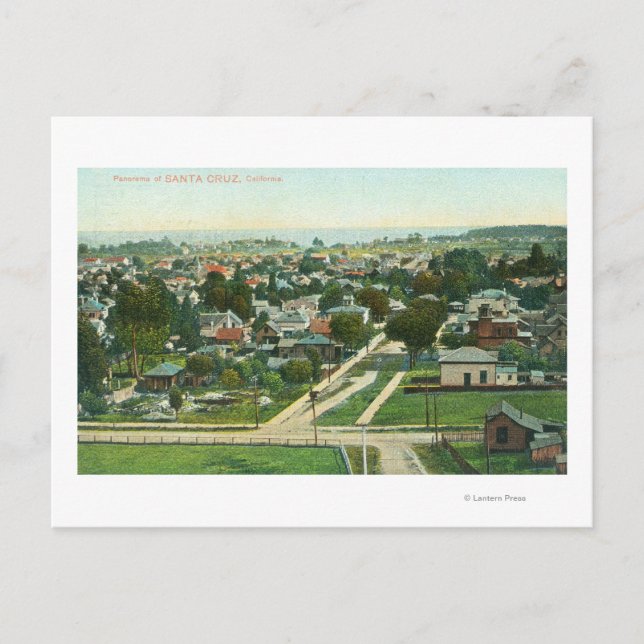 Cartão Postal Vista aérea da cidade de Santa Cruz, CA (Frente)