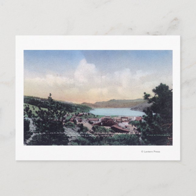 Cartão Postal Vista Aérea da Cidade e do Lago Nederland (Frente)