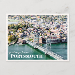 Cartão Postal Vista aérea da ponte de Portsmouth New Hampshire F