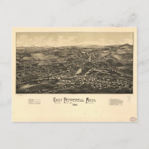 Cartão Postal Vista aérea de East Pepperell Massachusetts (1886)