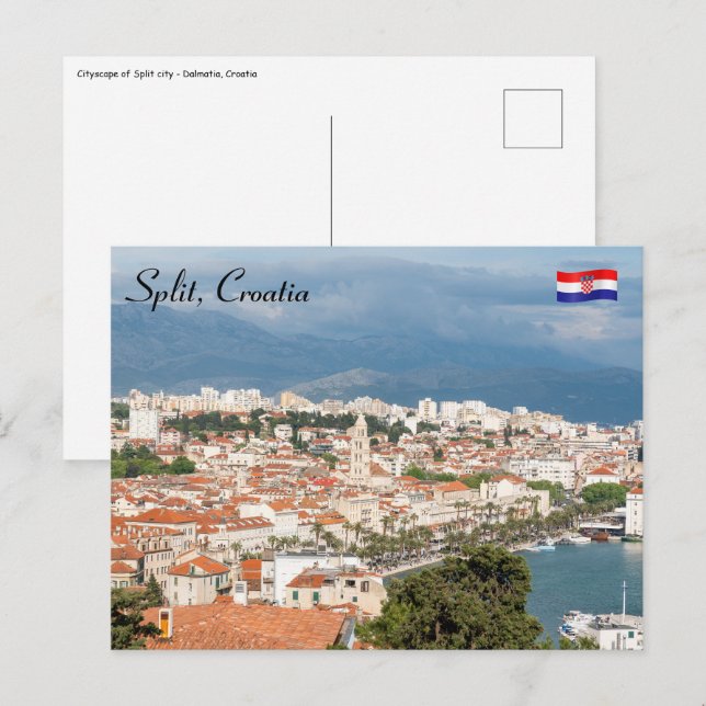 Cartão Postal Vista aérea de frente marítima de cidades separada (Frente/Verso)