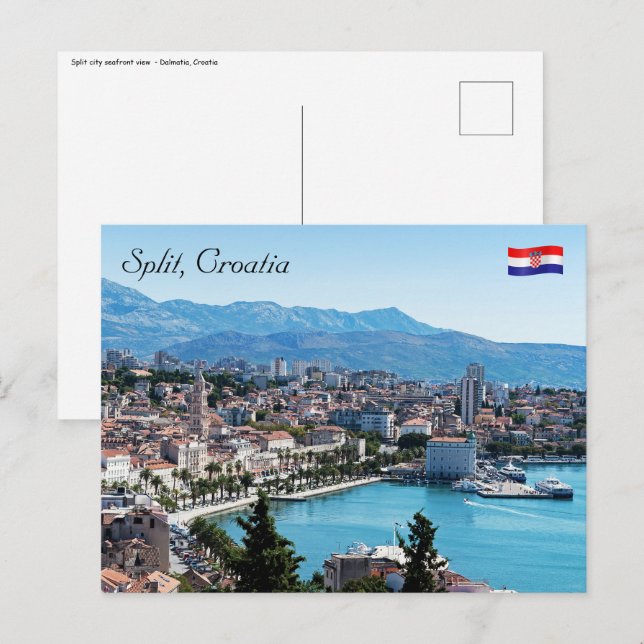 Cartão Postal Vista aérea de frente marítima de cidades separada (Frente/Verso)