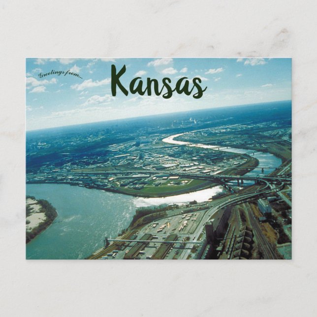 Cartão Postal Vista aérea de Kansas City Kansas Kansas (Frente)