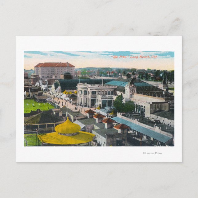 Cartão Postal Vista aérea de PikeLong Beach, CA (Frente)