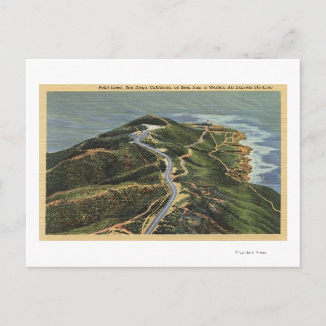 Cartão Postal Vista aérea de Point Loma (Frente)
