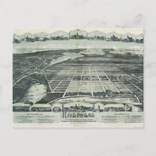 Cartão Postal Vista aérea de Riverhead, Nova Iorque (1890)