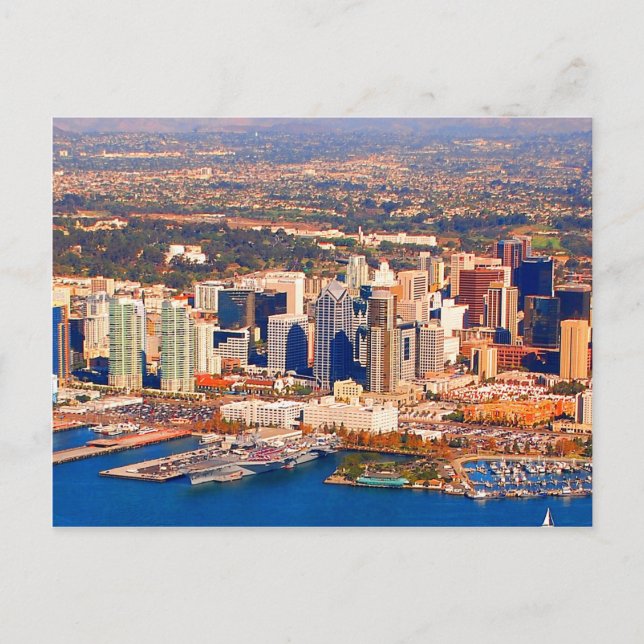 Cartão Postal vista aérea de san diego california (Frente)