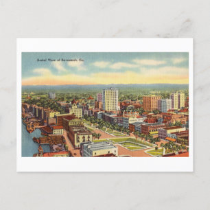 Cartão Postal Vista aérea de Savannah, Geórgia, Vintage