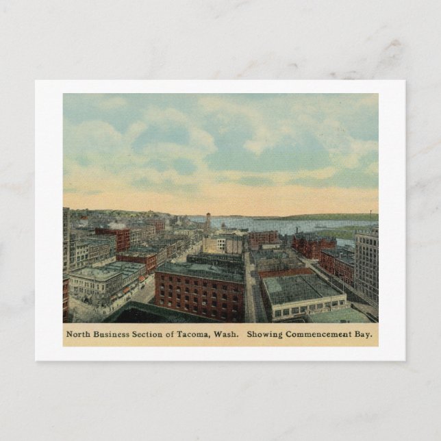 Cartão Postal Vista aérea de Tacoma, Washington Vintage (Frente)