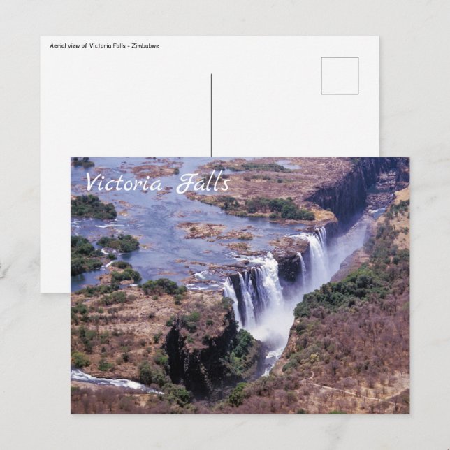 Cartão Postal Vista aérea de Victoria Falls - Zimbabué, África (Frente/Verso)