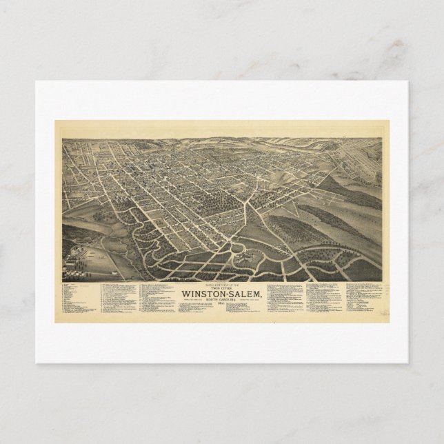 Cartão Postal Vista aérea de Winston-Salem Carolina do Norte 189 (Frente)