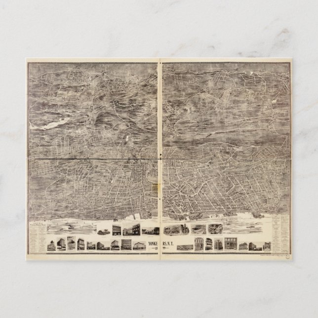 Cartão Postal Vista aérea de Yonkers, Nova Iorque (1899) (Frente)