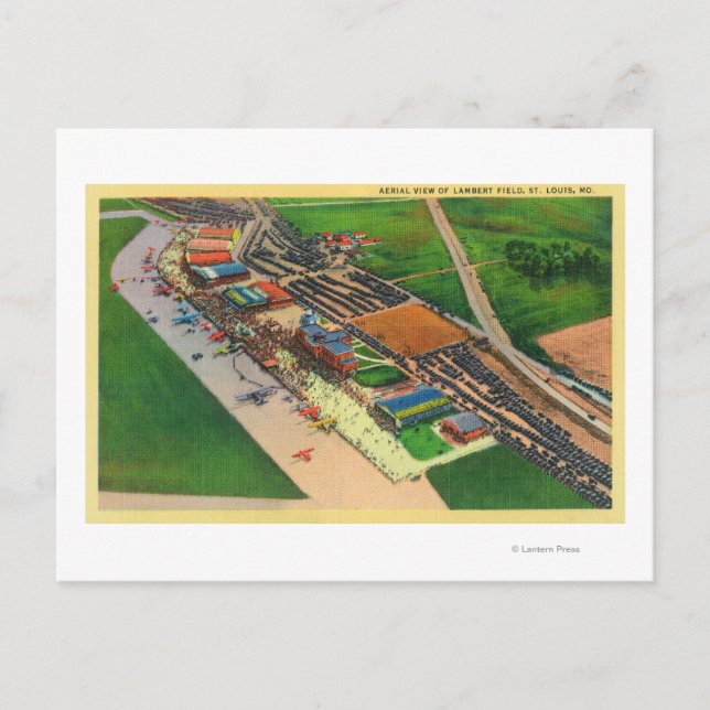 Cartão Postal Vista Aérea do Campo Aéreo de LambertSt. Louis, MO (Frente)