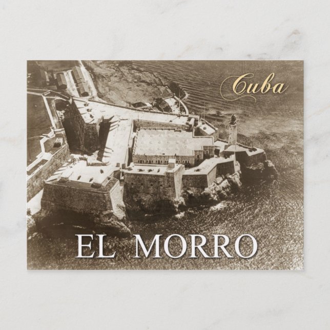 Cartão Postal Vista aérea do Castelo Morro, Havana, Cuba (Frente)