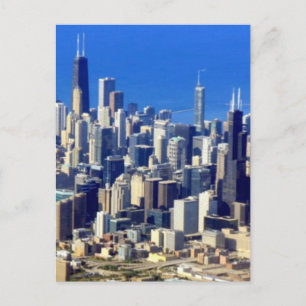 Cartão Postal Vista aérea do centro de Chicago com o lago