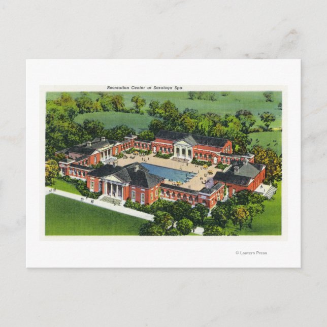 Cartão Postal Vista aérea do Centro de Recreação do Spa Saratoga (Frente)