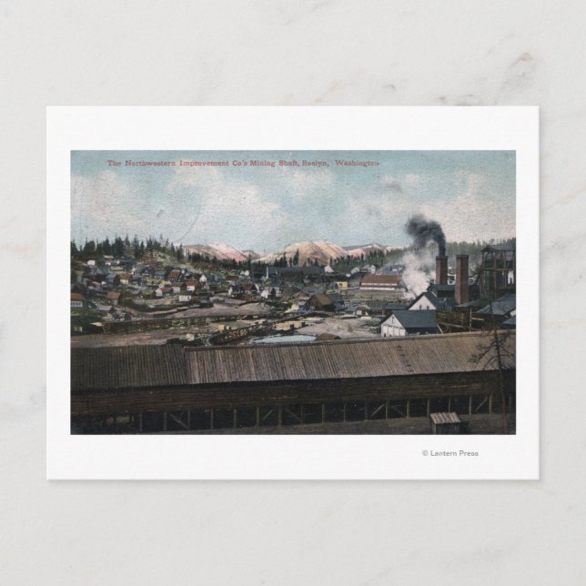 Cartão Postal Vista aérea do poço de mineração e da cidade (Frente)