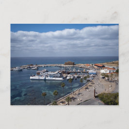 Cartão Postal Vista aérea do porto e castelo de Paphos
