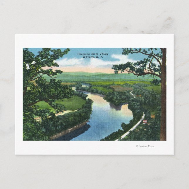 Cartão Postal Vista aérea do vale do rio Chemung (Frente)