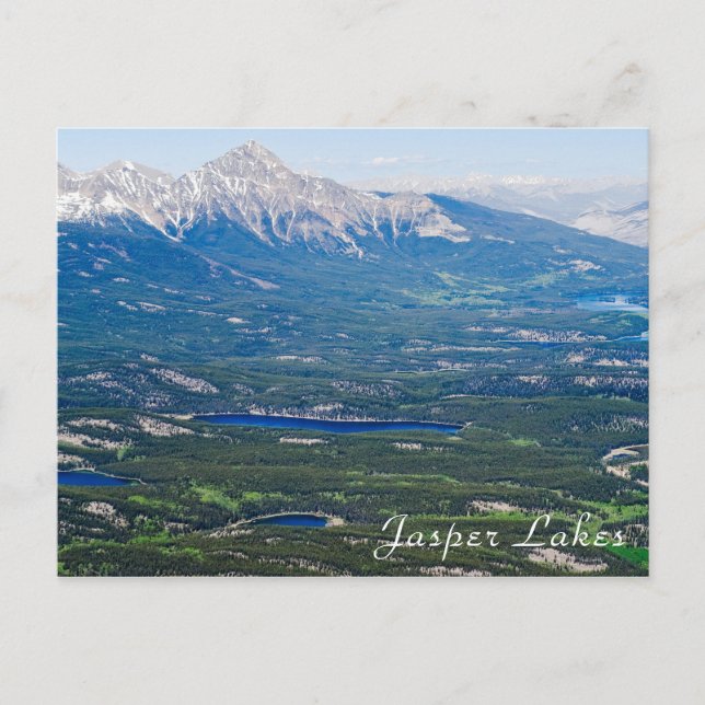 Cartão Postal Vista aérea dos lagos Jasper - Canadá (Frente)