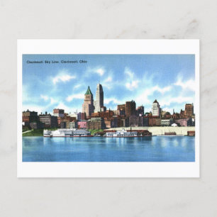 Cartão Postal Vista Antiga do Horizonte de Cincinnati, Ohio