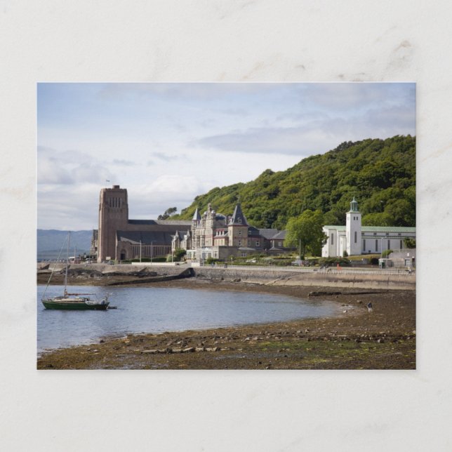Cartão Postal Vista costeira com edifícios históricos, Oban, (Frente)