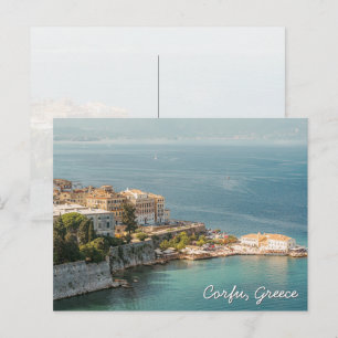 Cartão Postal Vista costeira da Cidade Velha de Corfu, viagem à