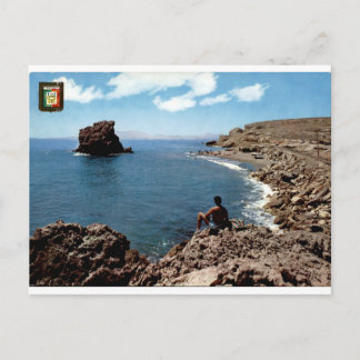 Cartão Postal Vista Costeira Vintage de Malaga Penon del Cuervo