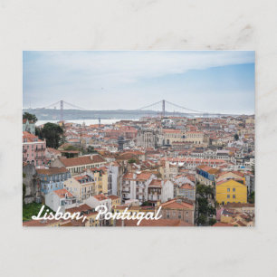 Cartão Postal Vista da antiga cidade de Lisboa e 25 da ponte de
