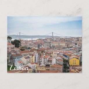 Cartão Postal Vista da antiga cidade de Lisboa e 25 da ponte de