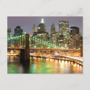 Cartão Postal Vista da Baixa Manhattan e da Ponte do Brooklyn