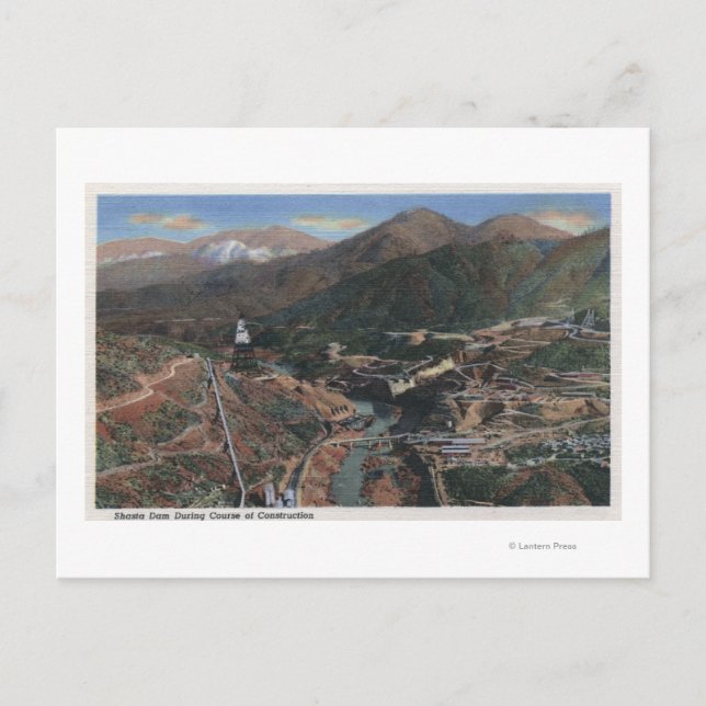 Cartão Postal Vista da barragem durante a construção (Frente)