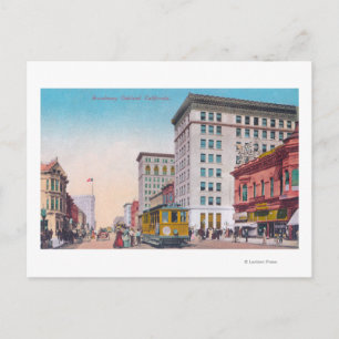 Cartão Postal Vista da Broadway com Street CarOakland, CA