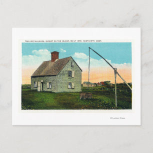 Cartão Postal Vista da Casa Coffin, mais antiga na Ilha