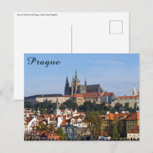 Cartão Postal Vista da cidade antiga e do castelo de Praga, Rep