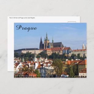 Cartão Postal Vista da cidade antiga e do castelo de Praga, Repú