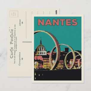 Cartão Postal Vista da cidade de Nantes à noite