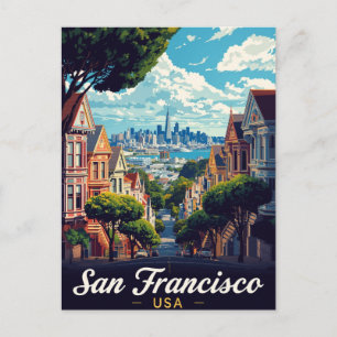 Cartão Postal Vista da Cidade de San Francisco Painted Ladies