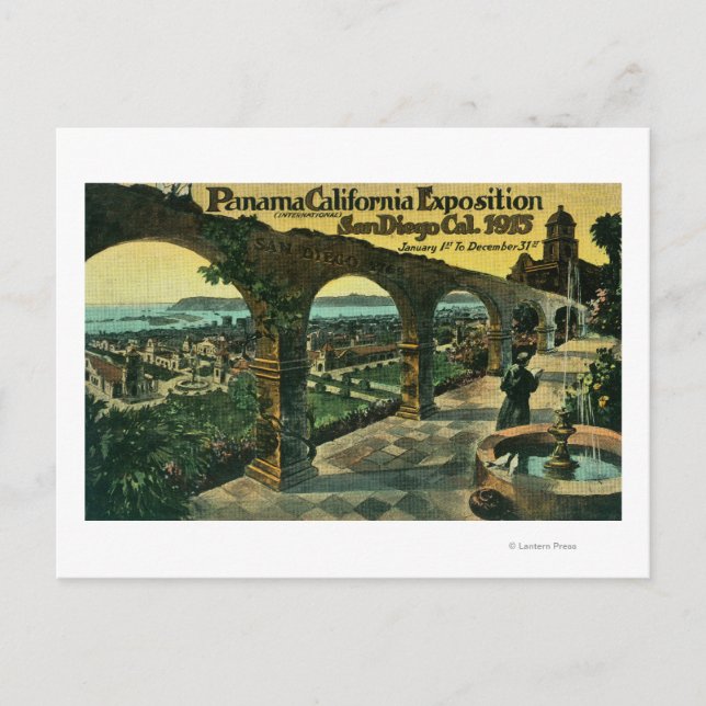 Cartão Postal Vista da cidade de uma missão, exposição Panamá-CA (Frente)