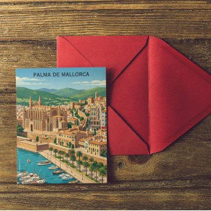 Cartão Postal Vista da Cidade Vintage Palma de Mallorca Viagem